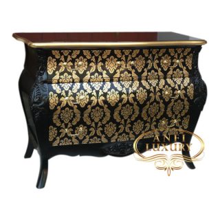 Batik Black Gold 5 Drawers Commode