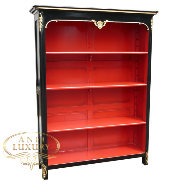 queen black red open bookcase